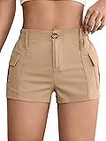 Floerns Women's Solid High Waist Straight Leg