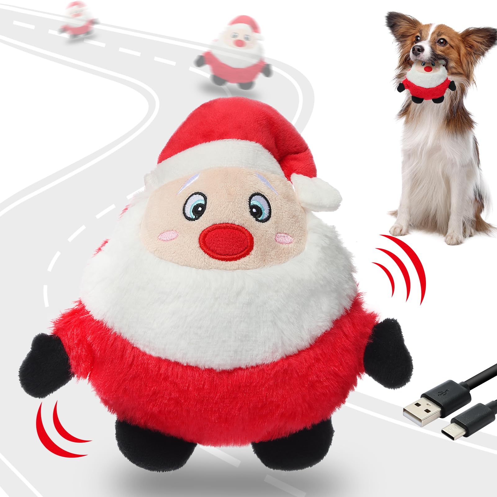 Photo 1 of Senneny Interactive Dog Christmas Toys Motion Activated, Rolling Dog Ball with Plush Cover USB Rechargeable, 360° Smart Automatic Moving Pet Toy for Large Medium Small Dogs (Santa)