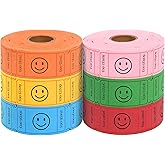 LLIKED 3000 Raffle Tickets, 1x2 Inch Smile Design, 6 Assorted Color Rolls | Color-code by prize tier, team, class or entry round to keep drawings organized without writing anything on the ticket