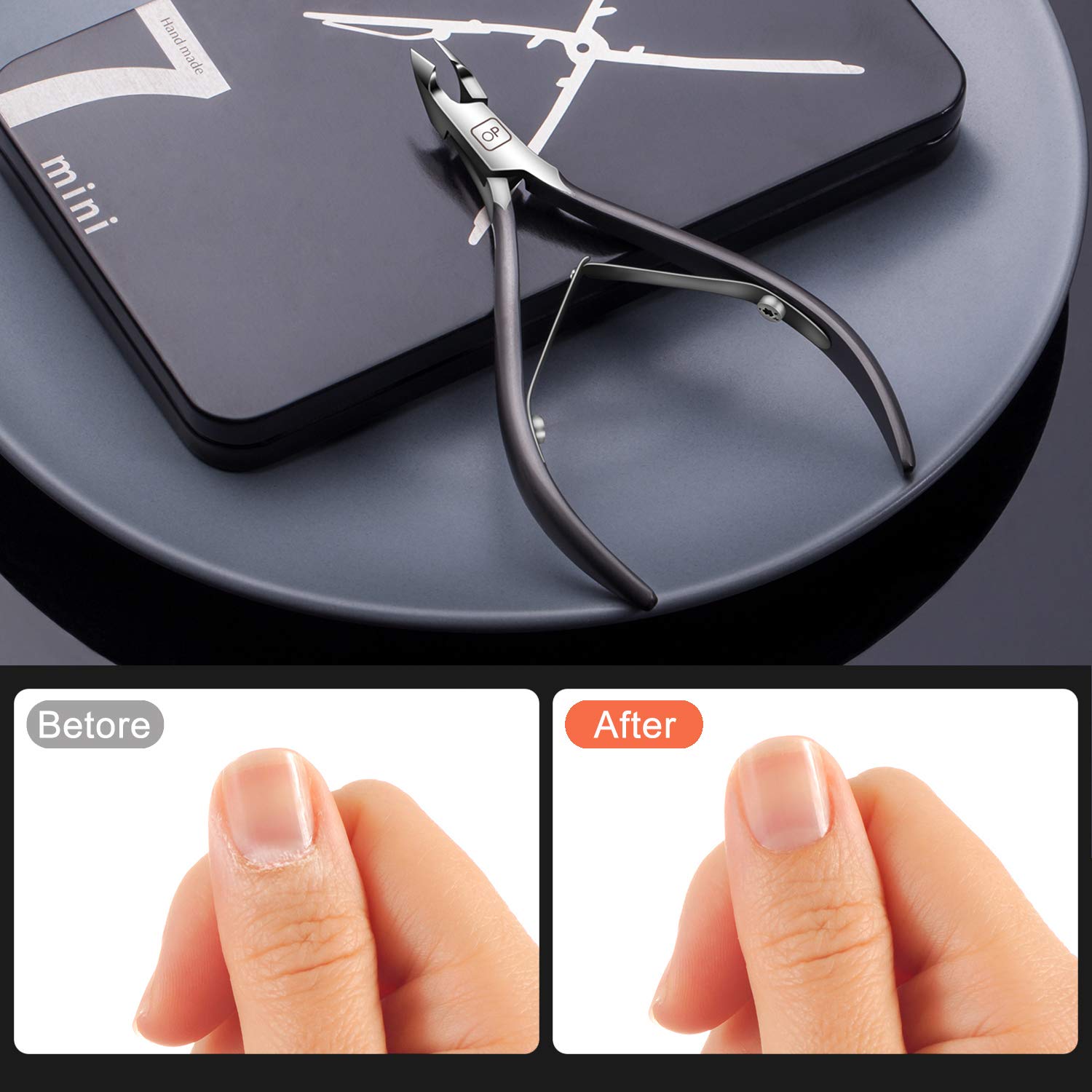 Cuticle Nippers Salon Grade for Manicurist Extremely Sharp Effortless Cuticle Trimmer Precise Clippers Pedicure Manicure Nail Care Tool, opove X7 mini, Space Gray: Beauty