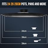 Walfos Universal Lid 24 26 28cm Tempered Glass with Silicone Rim view 4
