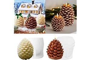 JDH SILICONE 2PCS Christmas Pinecone Silicone Candle Molds 3D Pine Cone Candle Molds for Candle Soap Wax Epoxy Resin Casting Polymer Clay Fondant Chocolate Cake Gift Christmas Party Home Deco