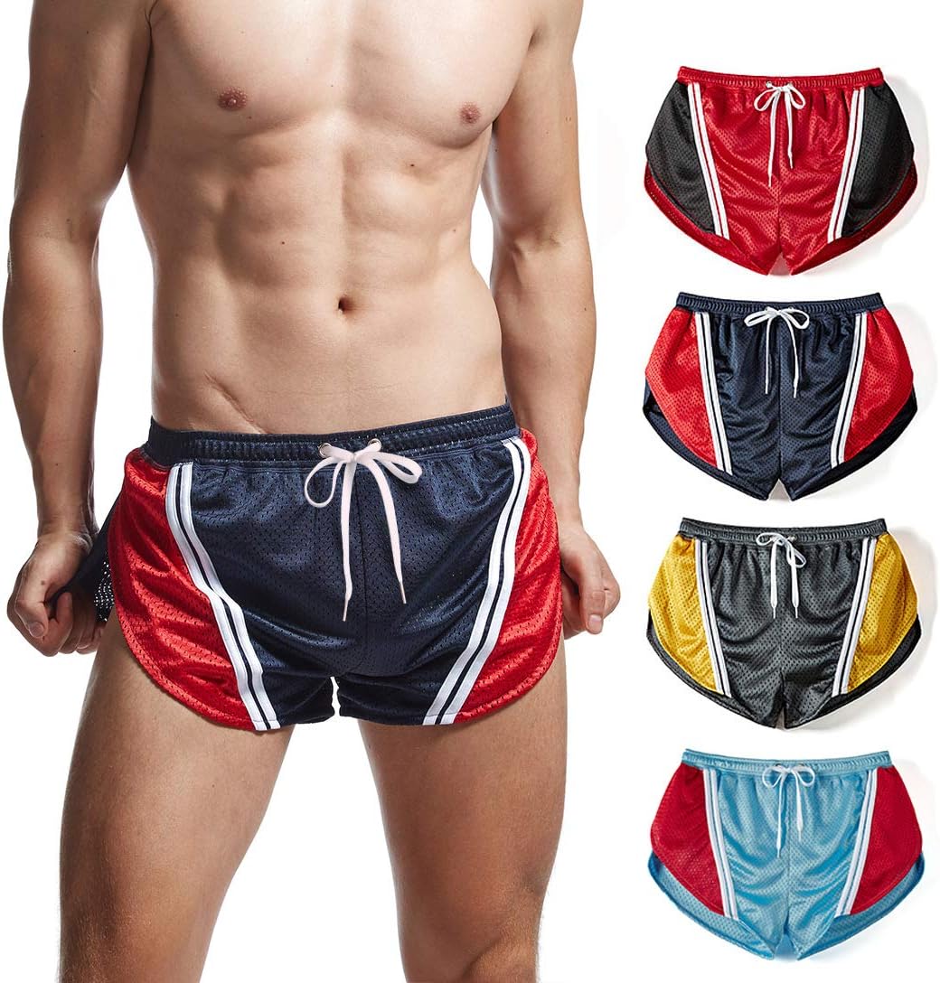 Mens Split Side Running Shorts Retro Workout Gym Marathon Lounge Shorts