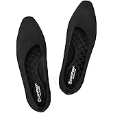 Frank Mully Women's Knitted Flats Square Toe Shoes Breathable Ballet Flats with Arch Support Comfort Walking Shoes for Women