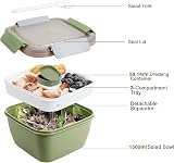 Greentainer 52 OZ Salad Container 3-Compartment BPA-Free Army Green view 2