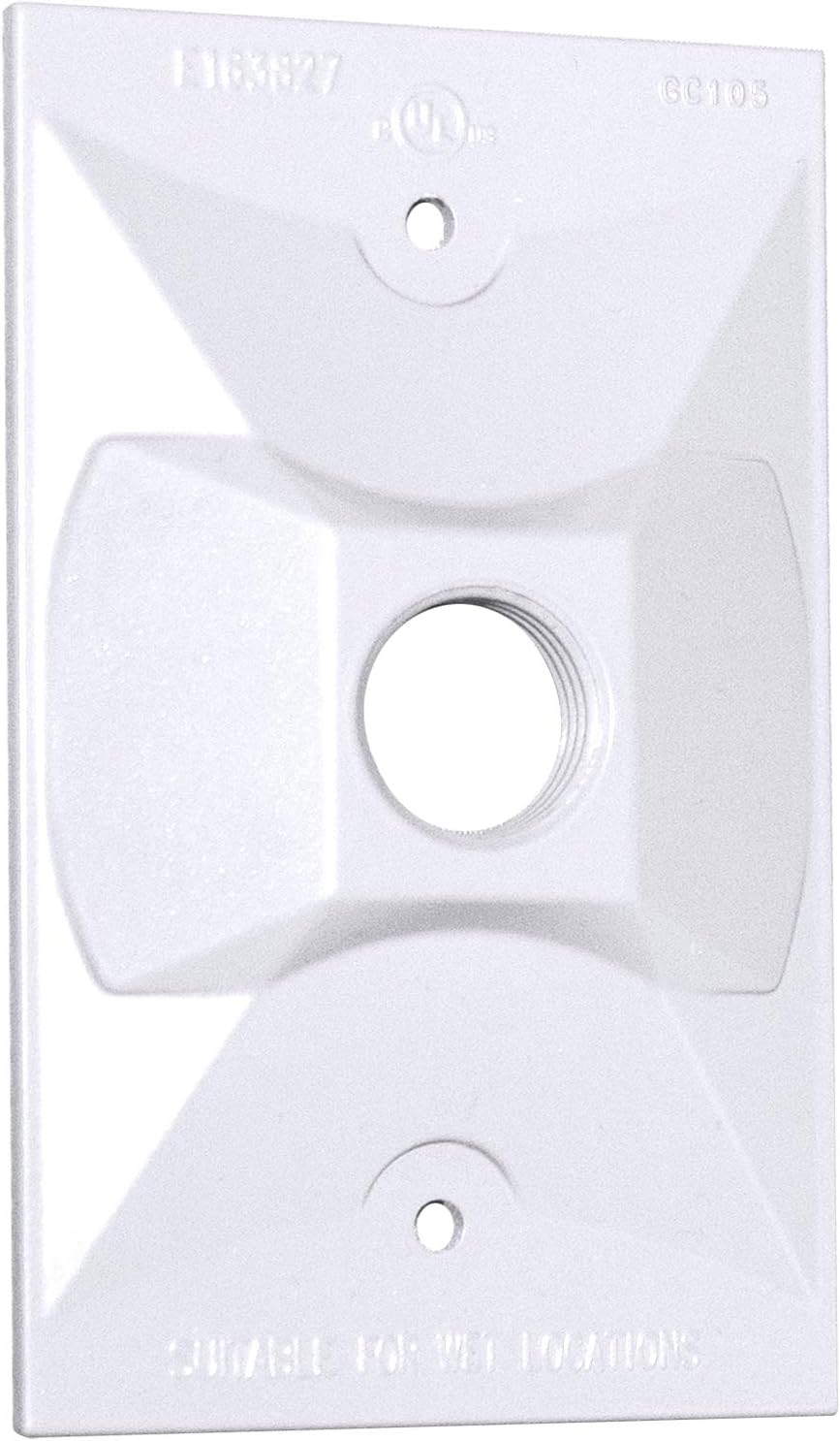Sigma Electric 14371WH 1/2Inch 1 Hole 1Gang Rectangular Lamp Holder Cover, White Electrical
