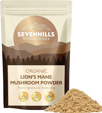 Sevenhills Organic Lion's Mane Mushroom Powder 100g, 100% Fruiting Body