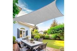 KANAGAWA Sun Shade Sail 20'x20' Grey Rectangle UV Block Canopy Awning Shelter Fabric Cloth Screen for Outdoor Patio Garden Backyard
