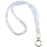 MyfavoriteK Teacher Scrunchie Lanyard for ID Badge, Thin Stretchy Elastic Neck Keychain, Cute Hands Free Accessory for School