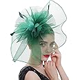 RZTA Women's Fascinators Hat for Women Tea Party Headband Wedding Cocktail Flower Mesh Feathers Hair Clip