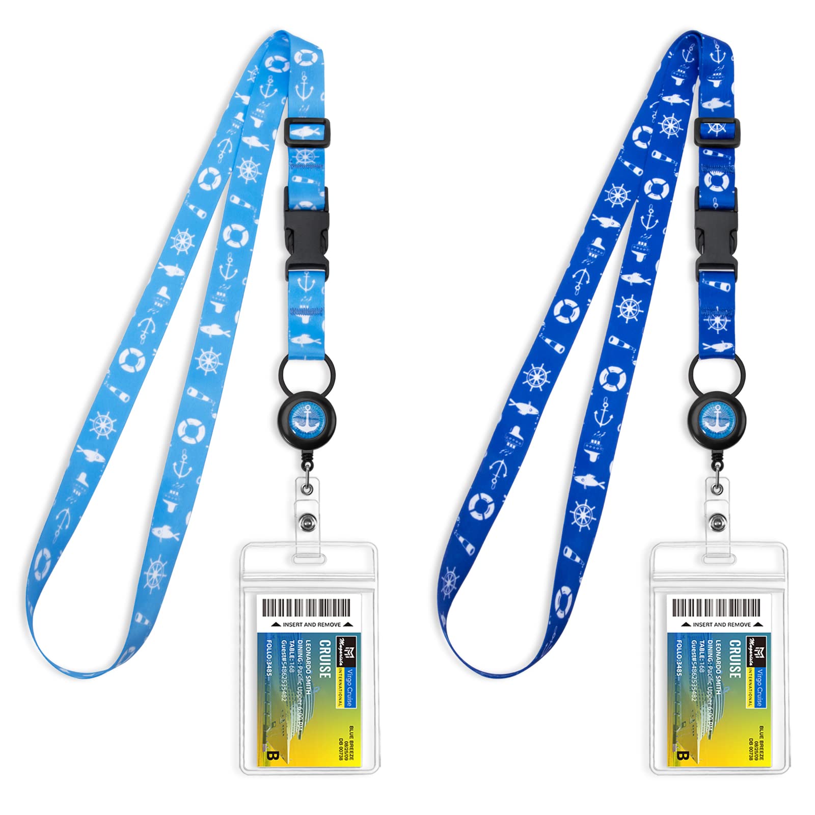 MNGARISTA Retractable Cruise Lanyards for Ship Cards,Detachable Lanyard with Card Holder,Waterproof ID Badge Holder for All Cruises Ships Key Cards,2pack-Underwater World
