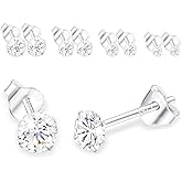 MIBOFI 925 Sterling Silver Earrings for Women, Small Stud Earrings 2mm 3mm 4mm 5mm 6mm AAAAA Cubic Zirconia, Multiple Piercing Jewelry