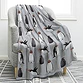 Jekeno Penguin Blanket Gifts for Women Men Couple Husband Wife Boyfriend Girlfriend Wedding Anniversary Birthday Christmas Girls Boys Teens Gift Antarctic Animals Throw Blanket Grey 50"x60"
