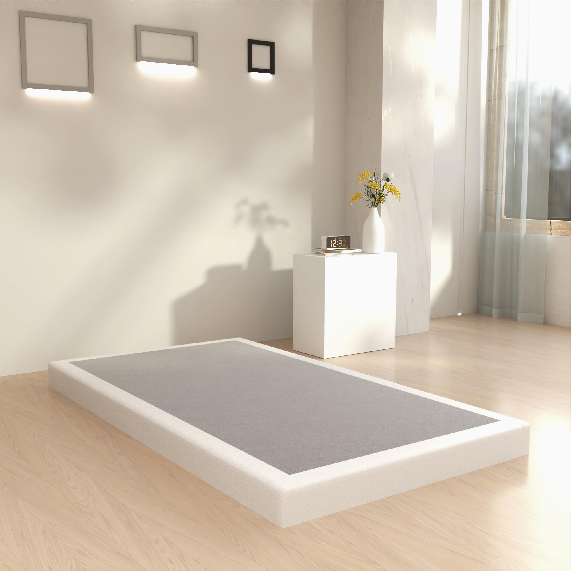 Photo 1 of **SELLING FOR PARTS. MISSING COVER. Vehowy 3 Inch Box Spring TwinXL, Low Profile Box Spring TwinXL Size, Metal Bed Base,Heavy Duty Mattress Foundation, Non-Slip,Easy Assembly