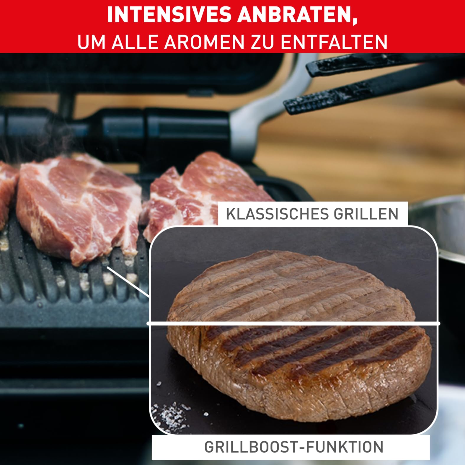 Tefal OptiGrill Elite XL Kontaktgrill, 16 Programme, Digitales Display mit Garstufenanzeige, abnehmbare XL-Platten, Grillboost-Funktion, intuitive Bedienung, Elektrogrill, Edelstahl, GC760D12 7