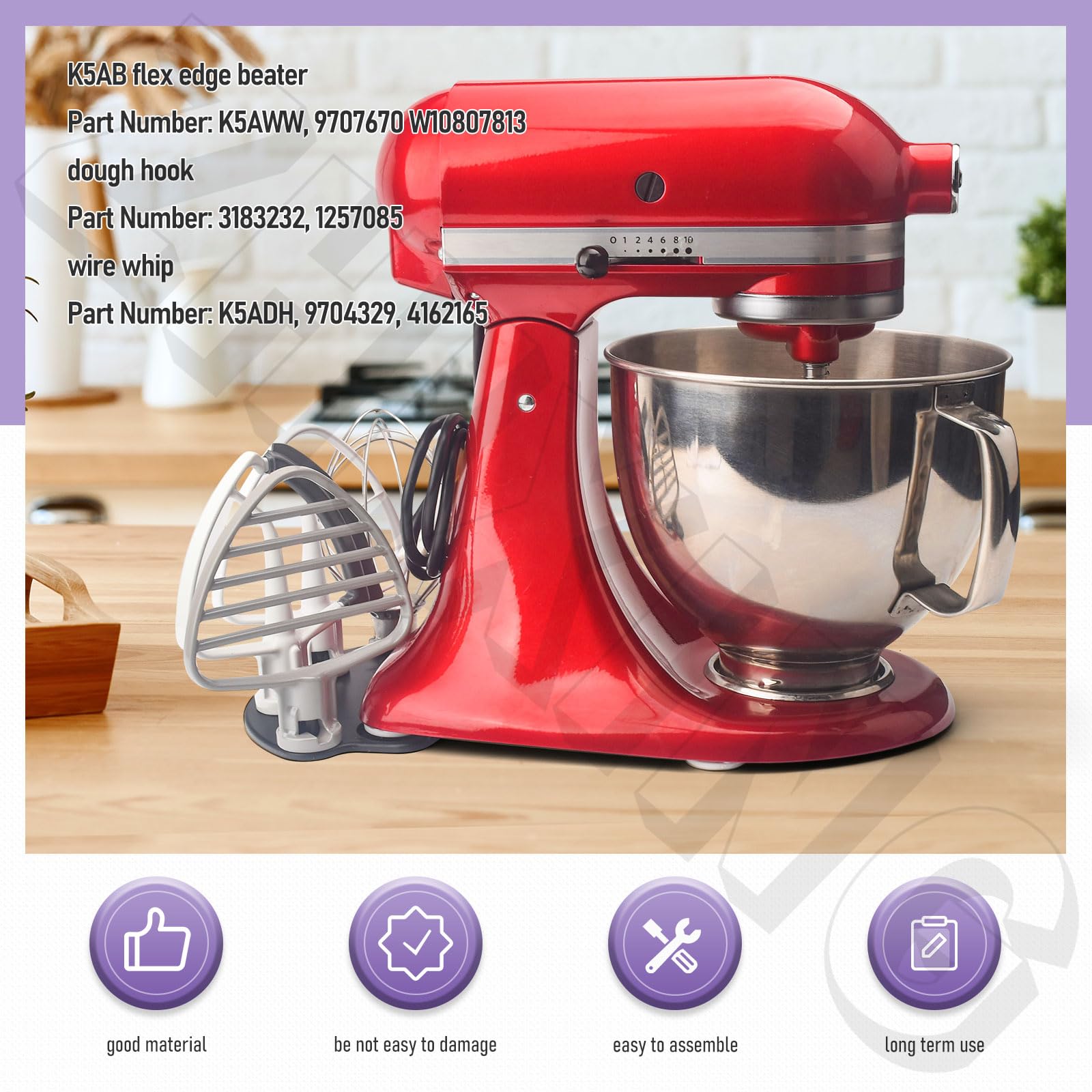 【Patent Pending】Stand Mixer Attachment Holders, Compatible with Kitchenaid Mixer & KitchenAid Flat Beater, Kitchen Accessory Organizer, Accessories for Storing Dough Hooks,Flat & Flex Edge Beater