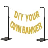 pickpiff 2-Pack Adjustable Table Banner Stands &amp; Purse Holders, Black | Tabletop holders display handbags, wreaths and banners in closets, retail stores and vendor booths.