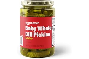Amazon Saver, Kosher Baby Whole Dill Pickles, 24 Fl Oz (Previously Happy Belly, Packaging May Vary)
