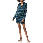 Amazon Essentials Women's Lightweight Woven Flannel Pajama Set with Shorts