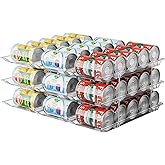 VEGEVIGI Can Storage Organizer for Pantry, Can Holders For Pantry, Canned Goods Food Dispenser, Clear Plastic Soup Can Shelf Rack, 3 Ties
