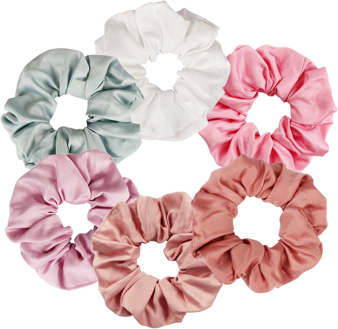 Canitor Hair Scrunchies Satin Elastic Scrunchy Colorful Hair Bobbles Hair Bands Ties Ponytail Holder Hair Ties for Women 6 Pcs Per Set 6 Colors