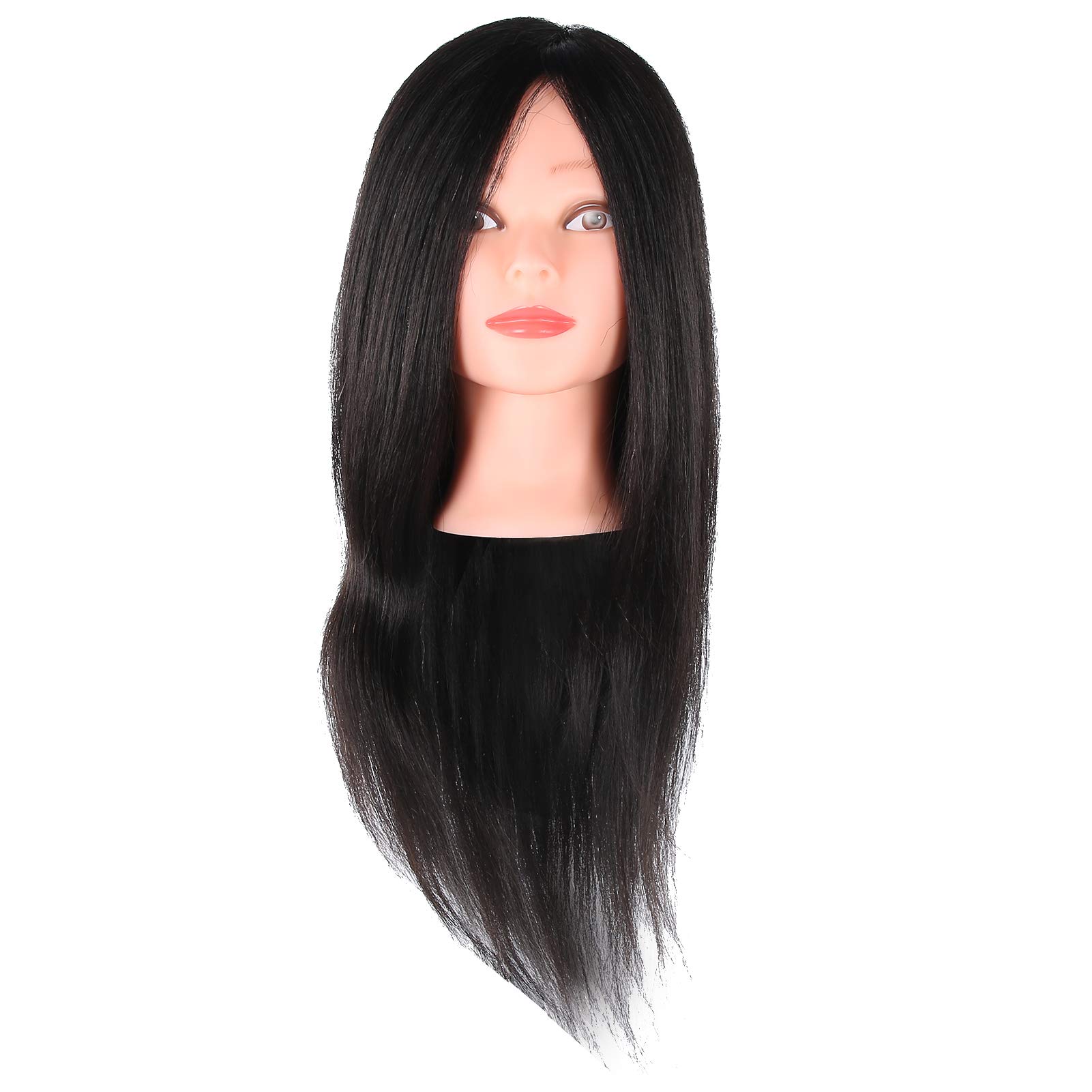 Hairdressing Mannequin Head Hairdresser Training Head Human Hair Practice Training Cosmetology Manikin Head DIY Mannequin Head for Novices for hairdressing schools salons(black)