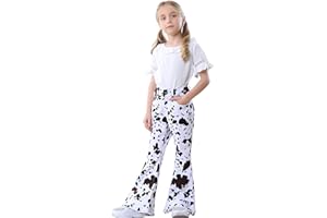 YUANBANG Girls Bell Bottom Jeans 3-14 Years Kids American Flag Flare Pants Denim Elastic High Waisted Slimming