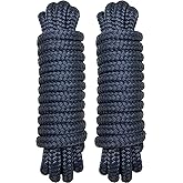 PACTHSD 1/2" x 20' Dock Lines, 2 Pack Double Braid Nylon Boat Ropes for Docking with 12" Eye Splice, High Strength Marine Rope Mooring Lines - Navy Blue