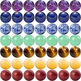 7 Chakra Natural Stone Beads Mixed 100pcs 8mm Round Genuine Real Stone Beading Loose Gemstone Amethyse Color DIY Smooth Beads for Bracelet Necklace Earrings Jewelry Making