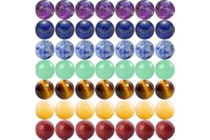 CMIDY 7 Chakra Natural Stone Beads Mixed 100pcs 8mm Round Genuine Real Stone Beading Loose Gemstone Amethyse Color DIY Smooth Beads for Bracelet Necklace Earrings Jewelry Making