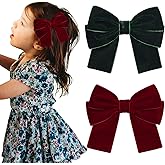 2PCS Velvet Hair Bows Hair Ribbon Clips Big Fall Alligator Clips Hair Accessories for Women Girls Toddlers Kids Baby Green Wine red