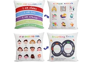 B BBPM Classroom Must Haves Throw Pillow Covers Set of 2 - Calming Corner School Counselor Office Mental Health Pillow Decor Calm Down Corner Items for Home Kids Dutch Velvet 18x18 Inch