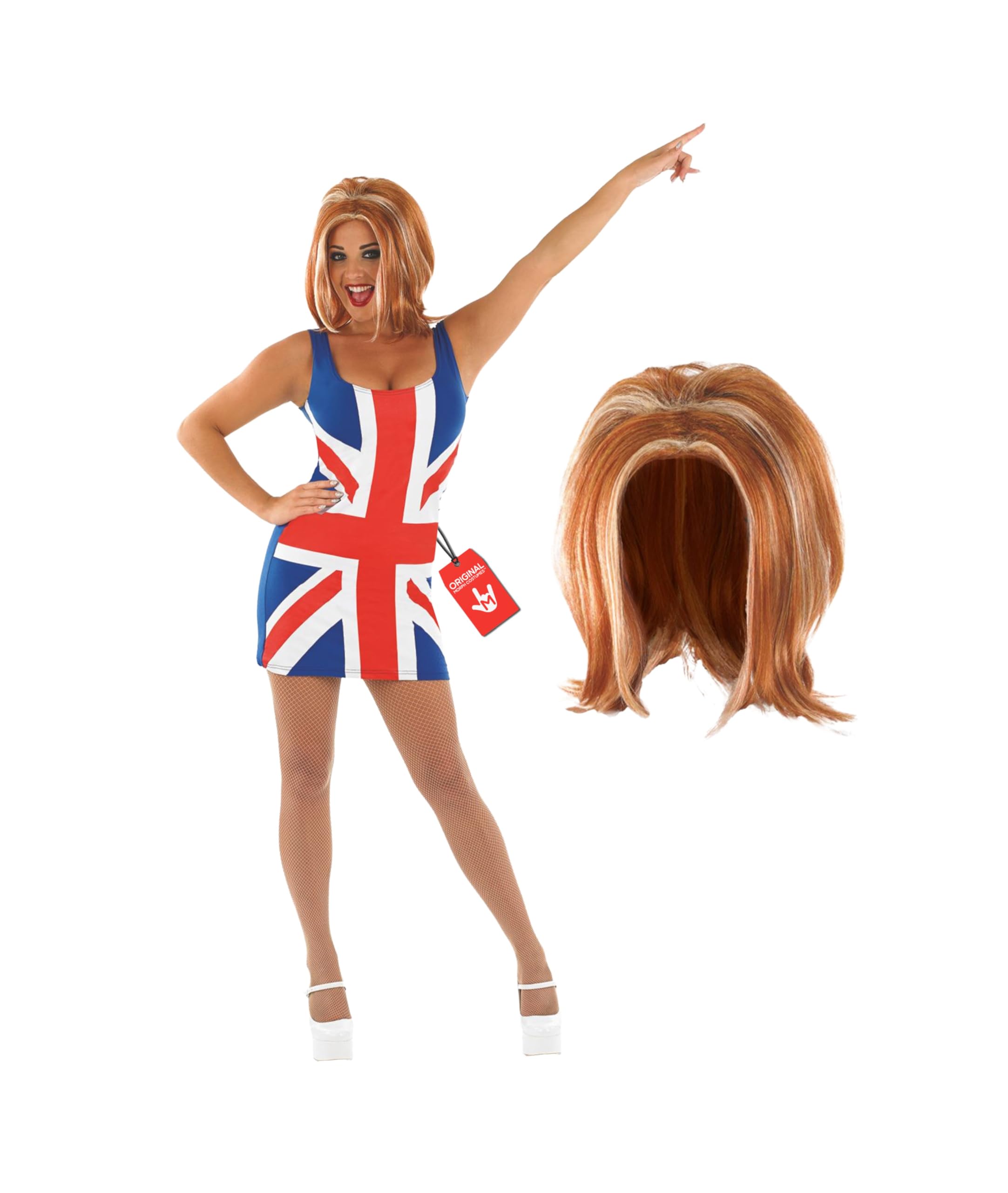 Fun Shack Union Jack Dress for Women - British Flag Fancy Dress Costume - 90s Themed Party Outfit, Medium