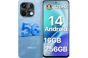 UMIDIGI 5G Unlocked Cell Phone, 16GB+256GB ROM（1TB Expandable）, 6.8" 120Hz HD+ Display, 50MP Triple Camera, 5000mAh 20W Fast 