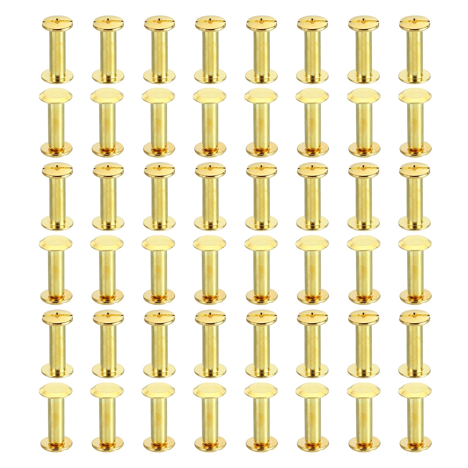 PATIKIL 100 Sets Chicago Screws, M5x18mm Chicago Screws Phillips Binding Post Screw Bolts Leather Rivets Brass Fasteners Connectors Steel for Leather Belt Scrapbook Photo Albums, Golden