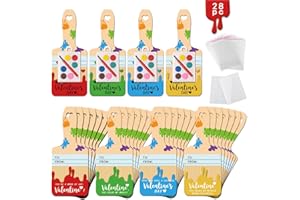 euoloar Valentines Day Gifts for Kids, 28 Pack Watercolor Paint Bulk with Valentines Greeting Cards for Boys Girls School Classroom Gift Exchanges Valentines Party Favor Sets