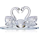 London Boutique Crystal Clear Double Swan Model, Clear Crystal Base, Twin Swan, Elegant Home Decoration, Gift in White Gift Box for All Occasions