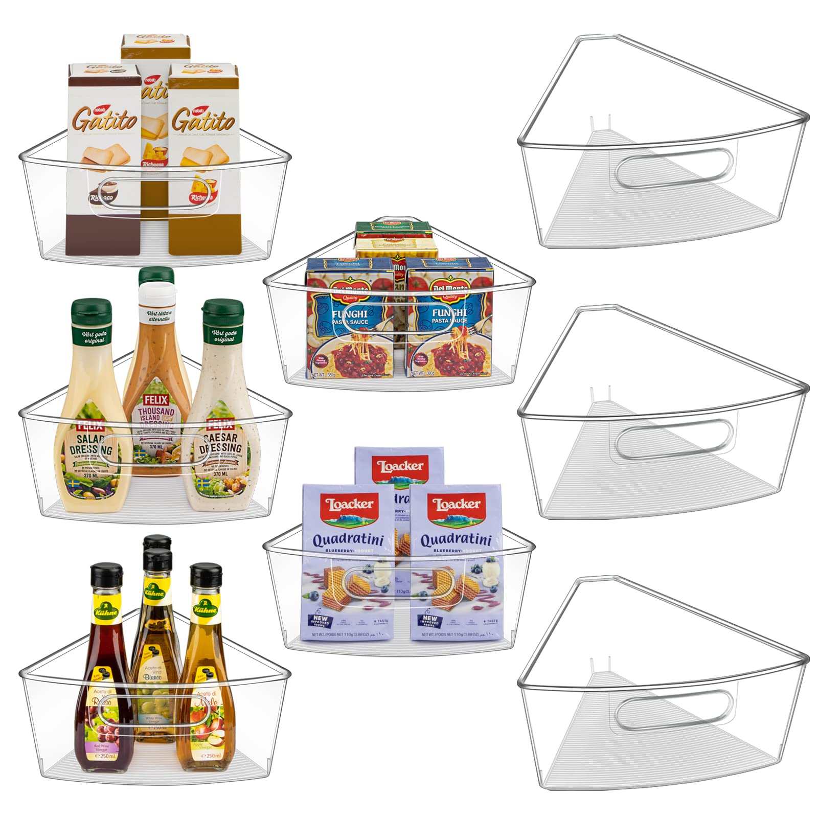 Photo 1 of JEISSLIA Lazy Susan Cabinet Organizer Bins for 26"/ 28"/ 32" Diameter Corner Organizer, Plastic Cabinet Storage Bin, 1/8 Wedge - Food Safe, BPA Free, with Non-Slip Pads (for 28" Diameter, 8 Pack)