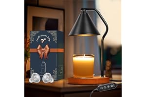 VIYELIOC Candle Warmer Lamp,Electric Candle Lamp with Timer & Dimmer,Wax Melt Warmer with 2 Bulbs for Candle Jars,Candle Light for Scented Home Bedroom Aesthetic Decor,House Warming Gifts New Home（black）
