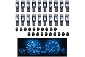 JUSTTOP 20 PCS T5 Led Bulb Dash Lights, Super Bright 3030-3SMD Chips with Twist Lock Socket, Dashboard Indicator Automotive I