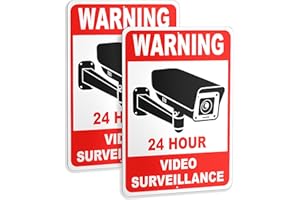 2 PC Video Surveillance Sign - 10x7 Aluminum Smile Your on Camera Signs - Security Camera Signs - No Trespassing Signs Privat