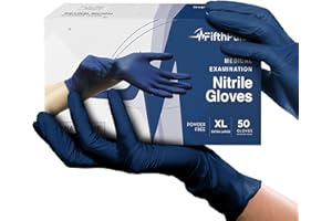 FIFTHPULSE Gloves Disposable Latex Free Navy Nitrile Gloves X Large, 50 Count - Powder Free Rubber Gloves - Medical Exam Surgical Gloves - Food Safe Cooking Gloves, 3 Mil Thick