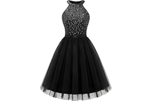 Dressystar Women's Short Halter Cocktail Party Dress Lace Tulle Homecoming Prom Gown