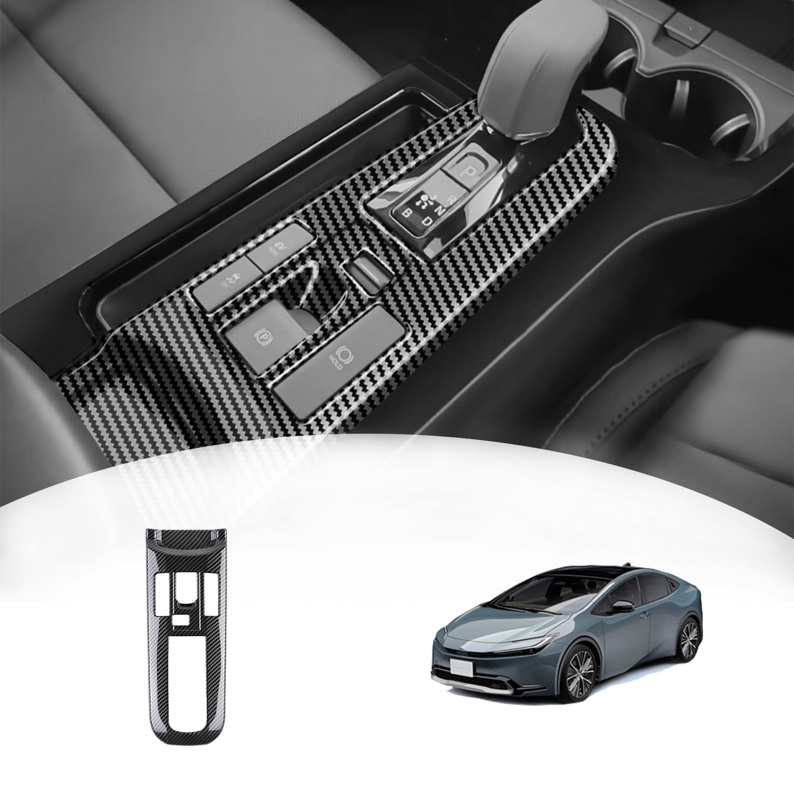 【GIKAKU】トヨタ プリウス60系 に適合 専用 アクセサリーパーツ シフトレバーパネル PRIUS 60系 インテリアパネル ドレスアップ 内装パーツ ガーニッシュ (カーボン調) の商品画像