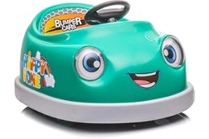 BCARORUR 12V 2-Speeds Electric Ride On Bumper Car for Kids 1-6 Years Old, Children's Electric Car W/Remote Control, LED Lights, Bluetooth & 360 Degree Spin, Pushrod Dinner Plate, Rocking Horse Mode, Green