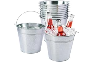 Biugaaufai 10 Pack 7 Inch Galvanized Metal Buckets with Handles, Rustic Metal Ice Buckets for Party Decor, Wedding Favors, Ho