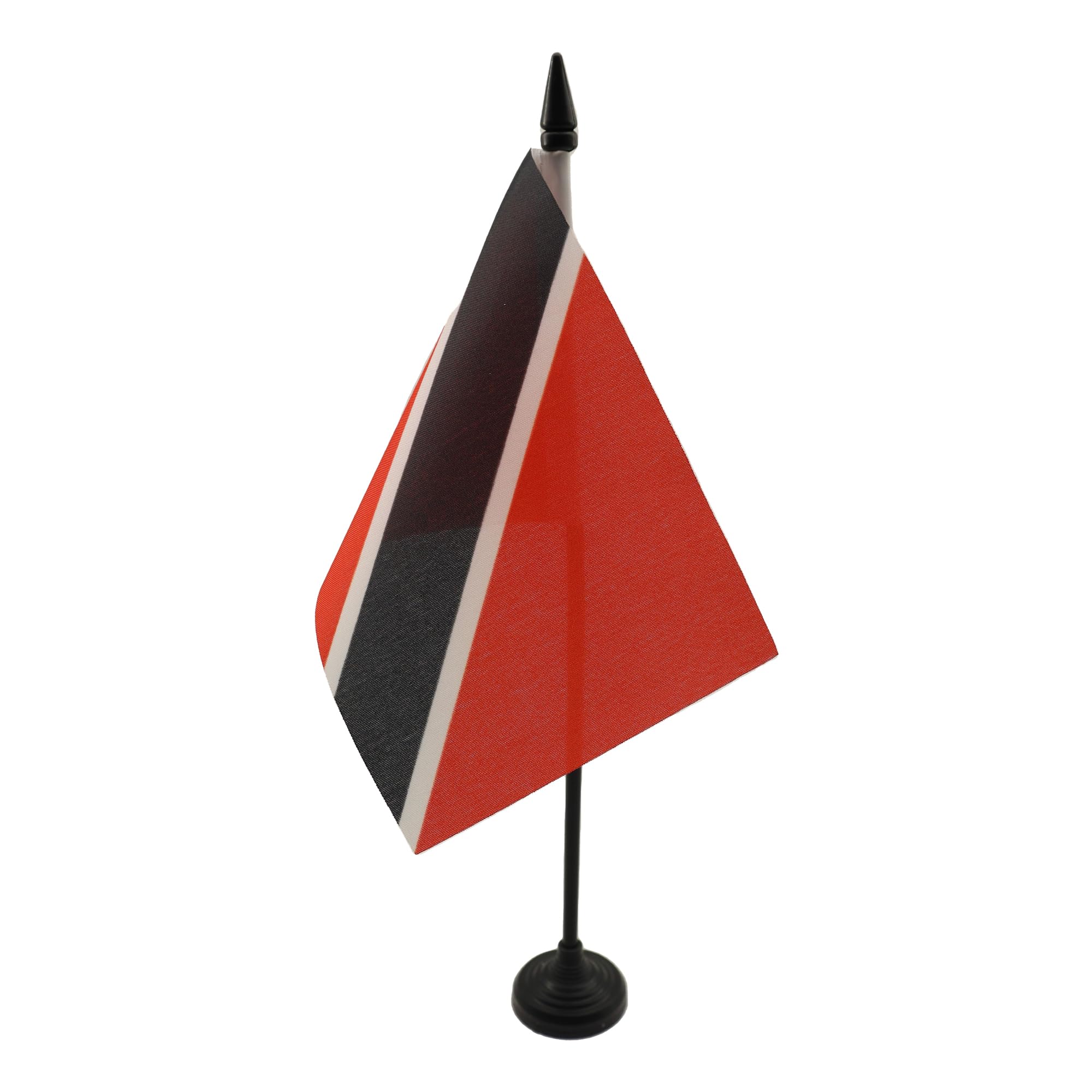AZ FLAG - Trinidad and Tobago Table Flag 4'' x 6'' - Trinidadian Office Mini Banner 100% Polyester 15 x 10 cm - Mini Desk Flag with 10'' Pole and Black Plastic Base โ image 1