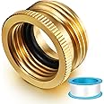 Solid Brass Garden Hose Adapter, 3/4" NPT Male Connector x 1”GHT Female Garden Hose, 1 Inch Male Pipe Fittings Thread to 1.3 Inch Female Adapter Thread, with Rubber Gasket and Sealant Tape