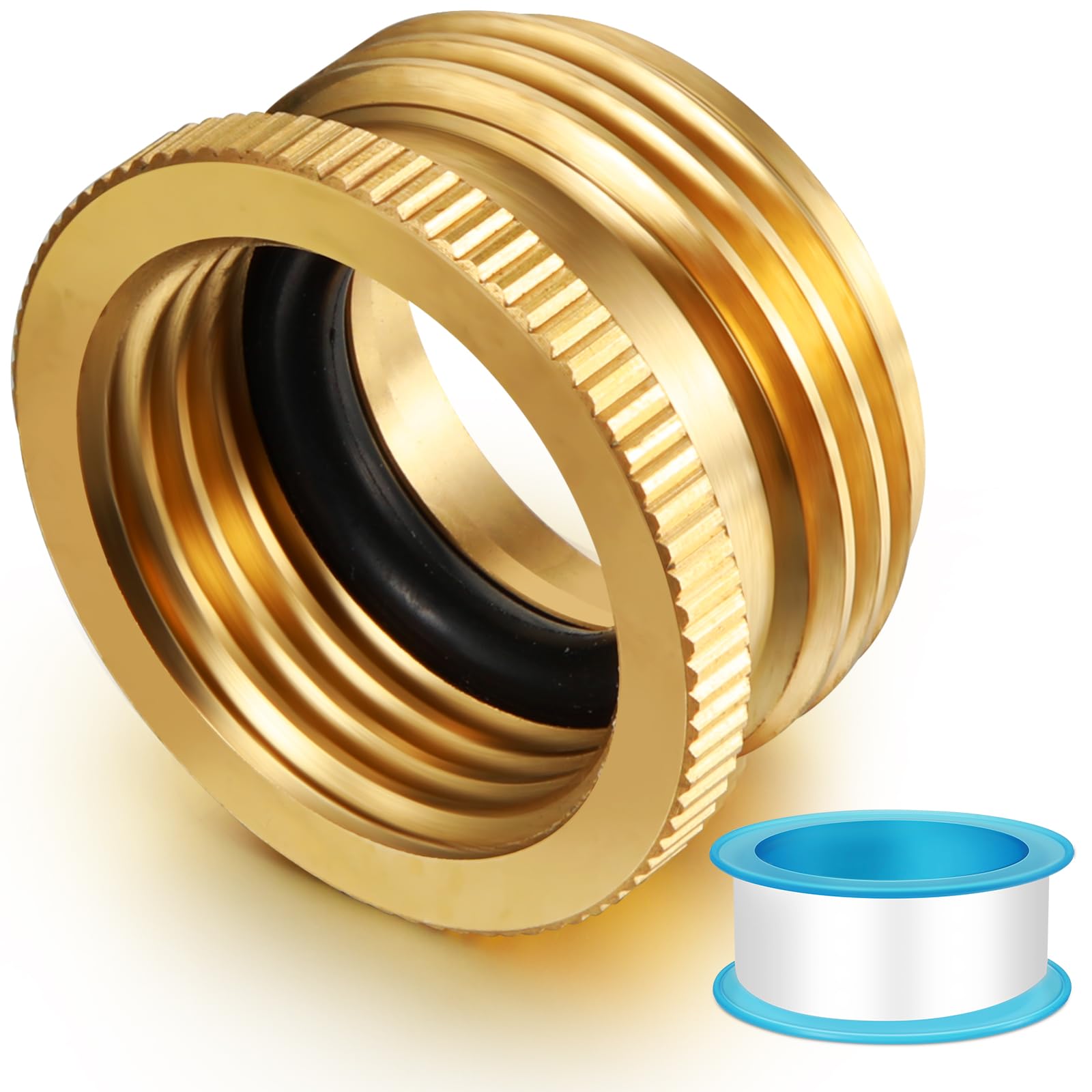 Photo 1 of Solid Brass Garden Hose Adapter, 3/4" NPT Male Connector x 1”GHT Female Garden Hose, 1 Inch Male Pipe Fittings Thread to 1.3 Inch Female Adapter Thread, with Rubber Gasket