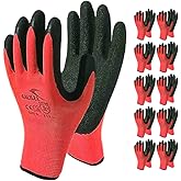 OTECKO Safety Work Gloves with Latex Rubber Coating, Non-Slip Grip, Breathable and Washable, Pack of 10 Pairs